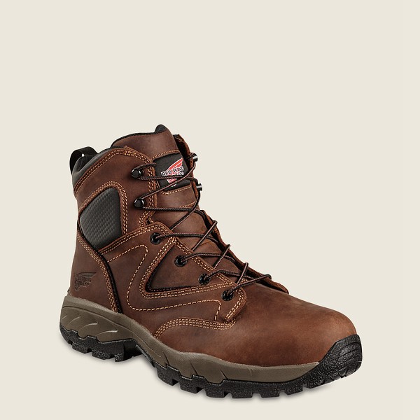 Red Wing Hiking Boots Brown/Black - Mens Truhiker - 6-inch Safety Toe - 3714-FVLUN